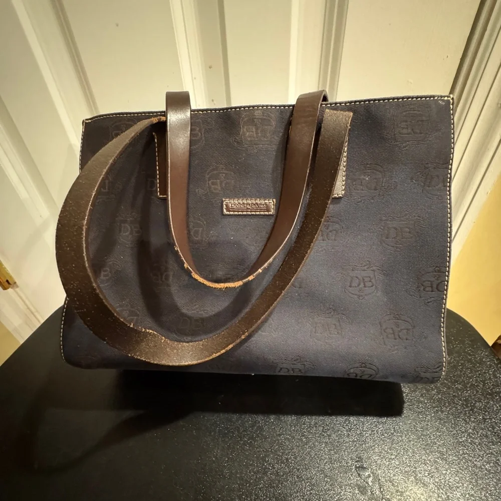 Dooney & Bourke Black Tote with Brown leather Straps